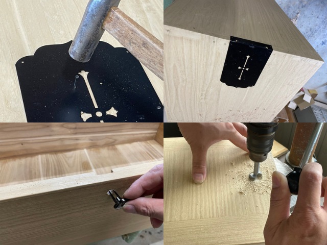 桐箪笥の金具付け