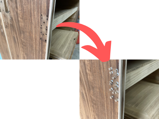 ビス穴を埋め木修理