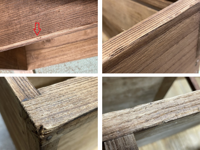 桐箪笥の欠け・擦り減り