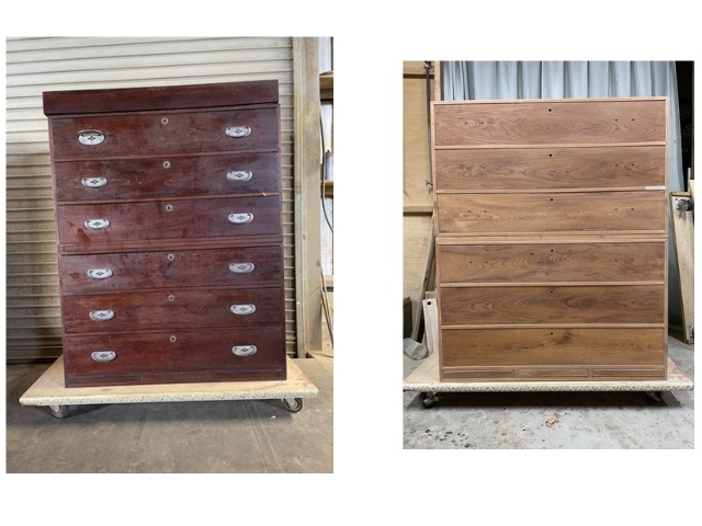 塗装剥がし前・後比較