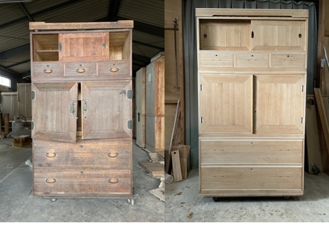 箪笥の削り前・削り後