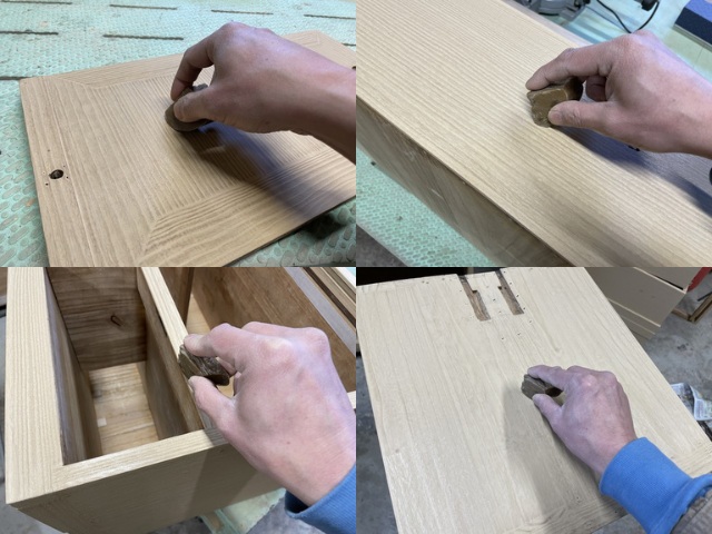 桐箪笥の蝋引き